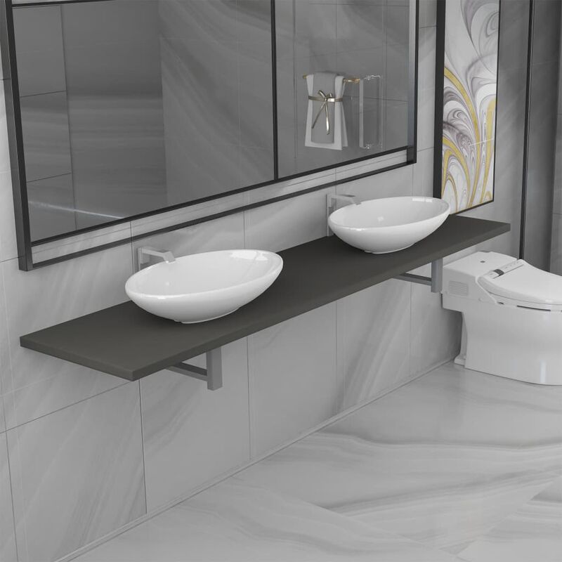 

Conjunto de muebles de baño de tres piezas cerámica gris