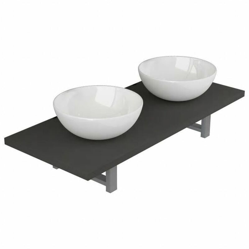 

vidaXL Conjunto de muebles de baño de tres piezas cerámica gris - Gris