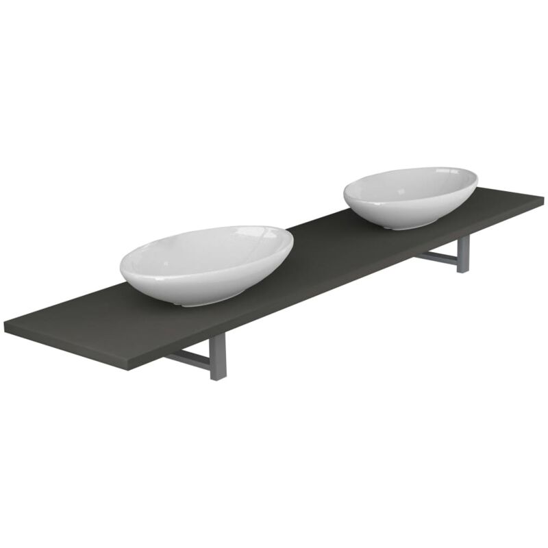 

Conjunto de muebles de baño de tres piezas cerámica gris - Gris - Vidaxl