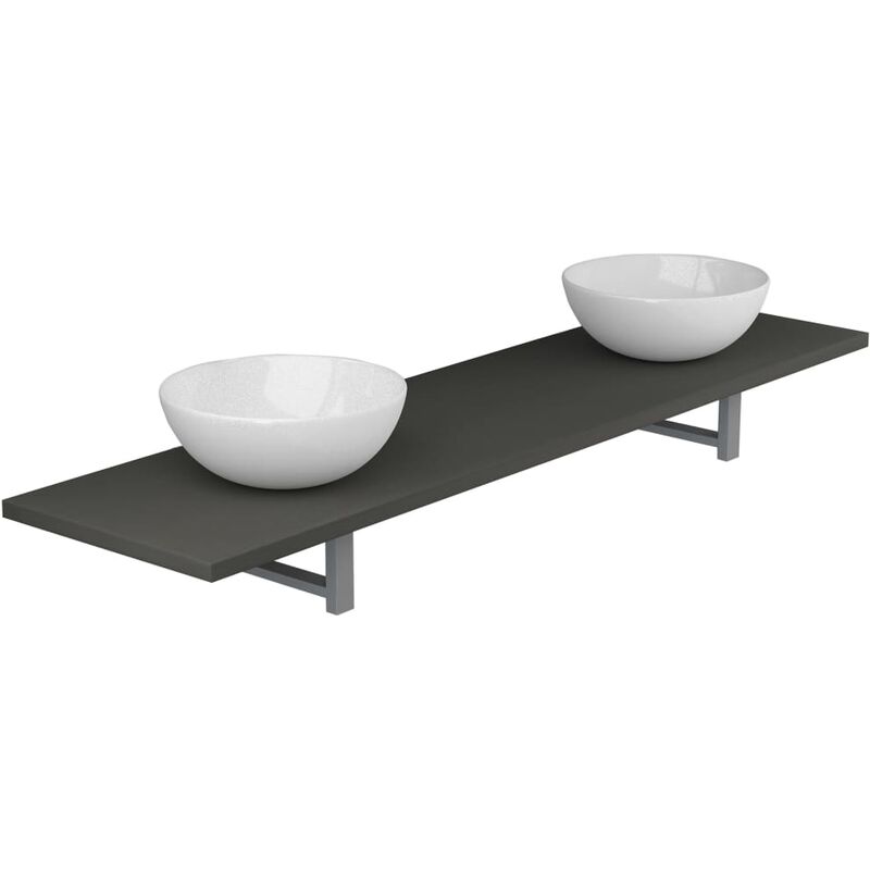 

Conjunto de muebles de baño de tres piezas cerámica gris - Gris - Vidaxl