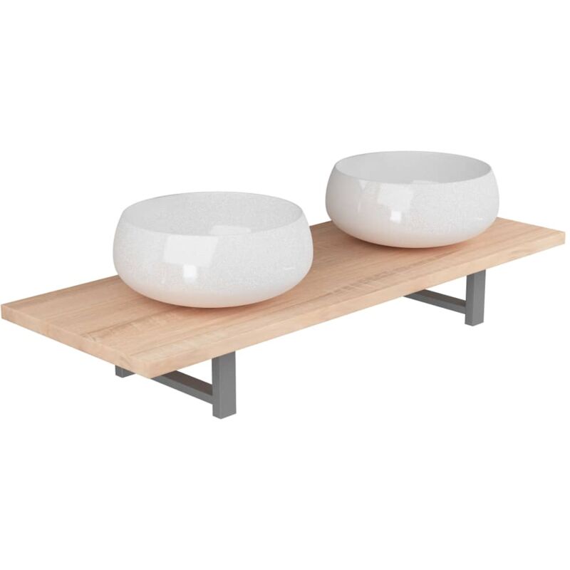 

Conjunto de muebles de baño de tres piezas cerámica roble - Marrón - Vidaxl
