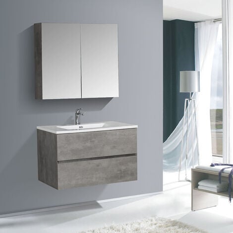 Armario de baño para colgar BALI, armario superior de baño, color blanco  brillo/gris brillo