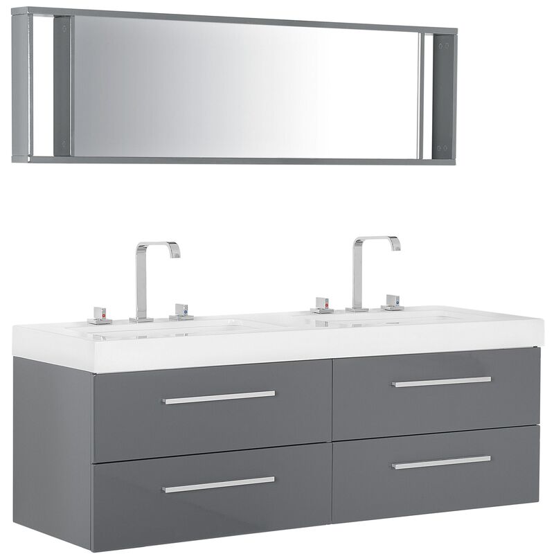 

Beliani - Conjunto de muebles de baño gris MALAGA