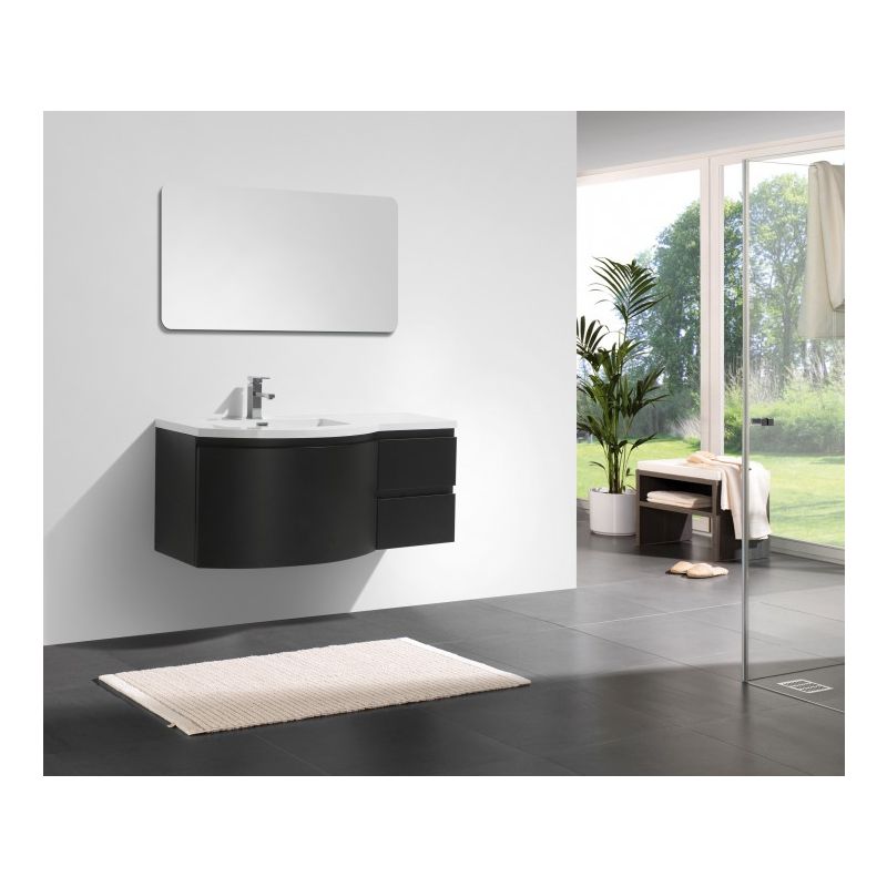 Mueble de baño laurance 1200 - negro mate - forma redondeada:sin espejo, Fregadero izquierdo