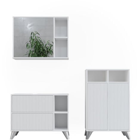Conjunto de muebles de baño Leano, Blanco, 80 cm, juego 2, Vicco