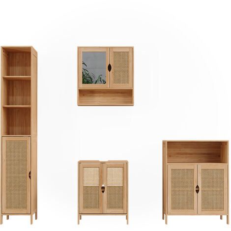 Conjunto de muebles de baño Liora, Bambú, 4 partes, Vicco