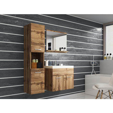 Conjunto de muebles de baño MONTREAL, juego de muebles de baño, baño pequeño, lavabo incluido, color wotan