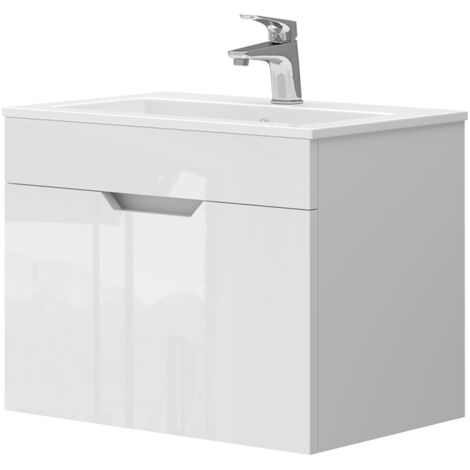 Conjunto de muebles de baño Stefanie, Blanco, 2 partes, armario bajo 60 cm, Vicco