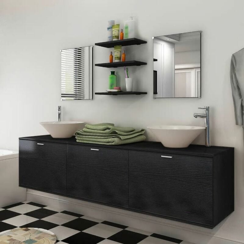 

Conjunto de muebles de bano y lavabo 8 piezas negro