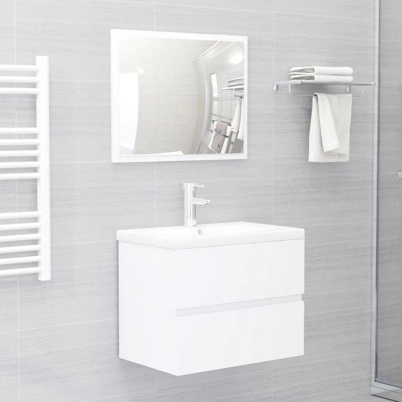 

Conjunto de muebles de baño 2 piezas aglomerado blanco - Blanco