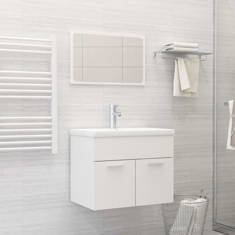 

Conjunto de muebles de baño 2 piezas aglomerado blanco - Blanco