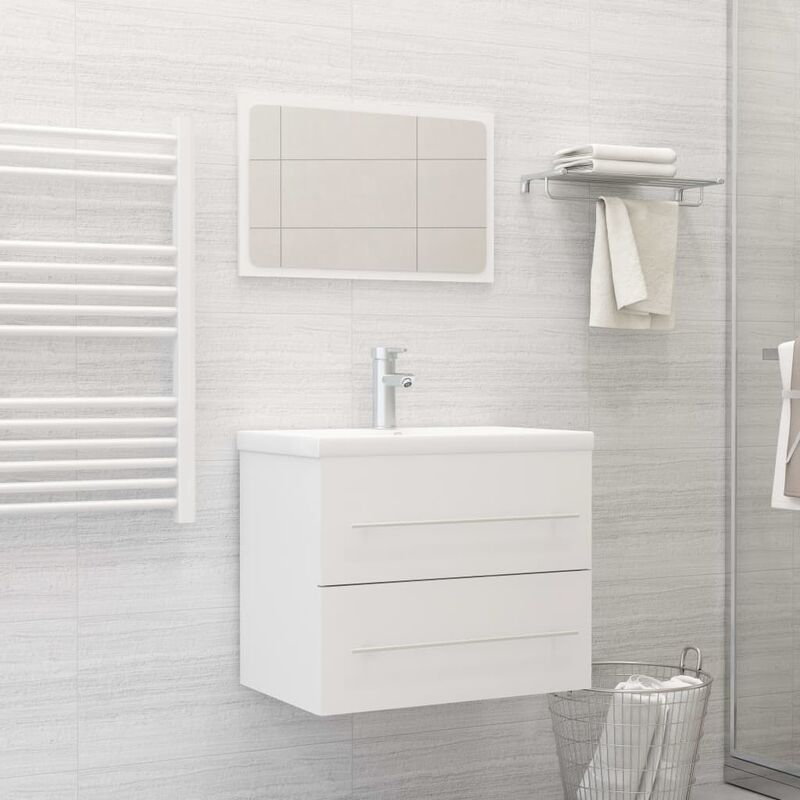 

Conjunto de muebles de baño 2 piezas aglomerado blanco - Blanco
