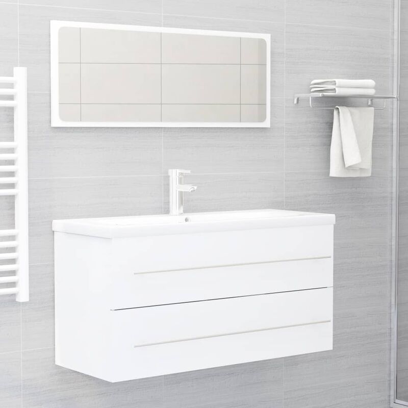 

Conjunto de muebles de baño 2 piezas aglomerado blanco - Blanco