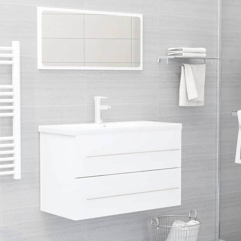 

Conjunto de muebles de baño 2 piezas aglomerado blanco - Blanco