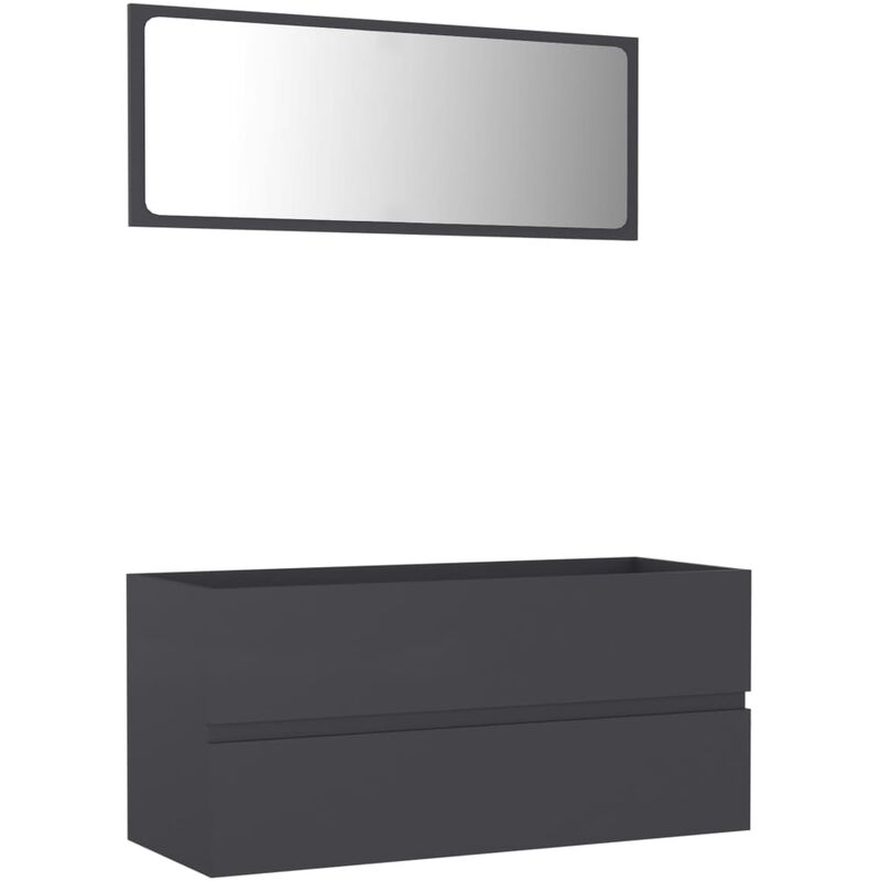 

Conjunto de muebles de baño 2 piezas aglomerado gris - Gris - Vidaxl