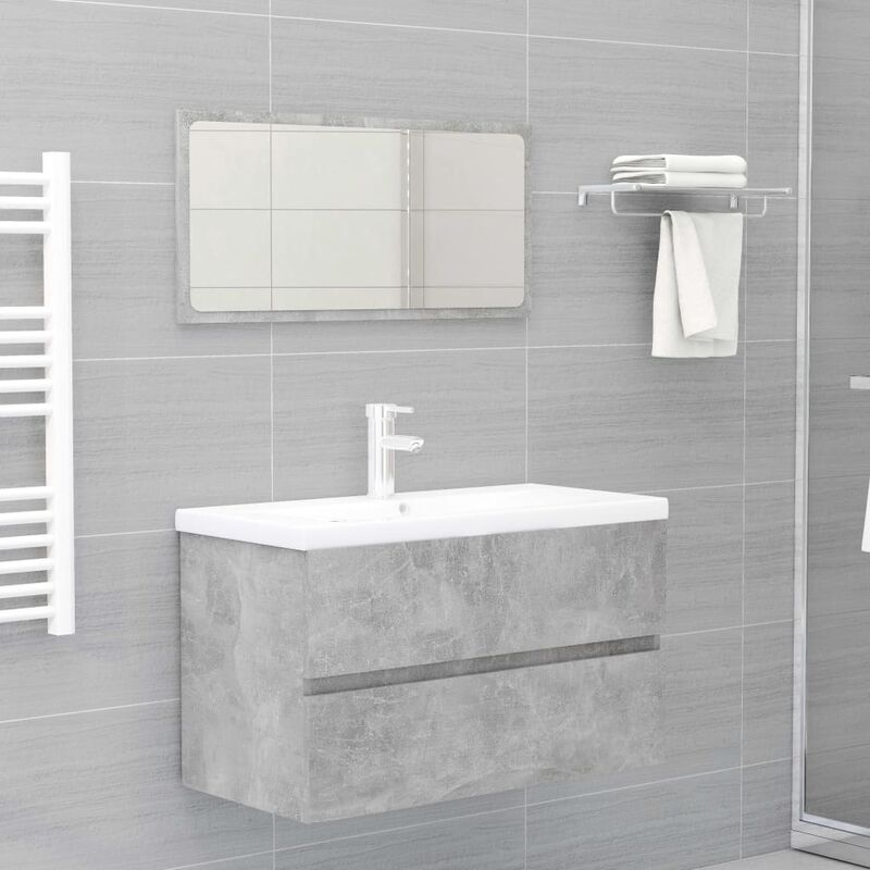 

Conjunto de muebles de baño 2 piezas aglomerado gris hormigón - Gris