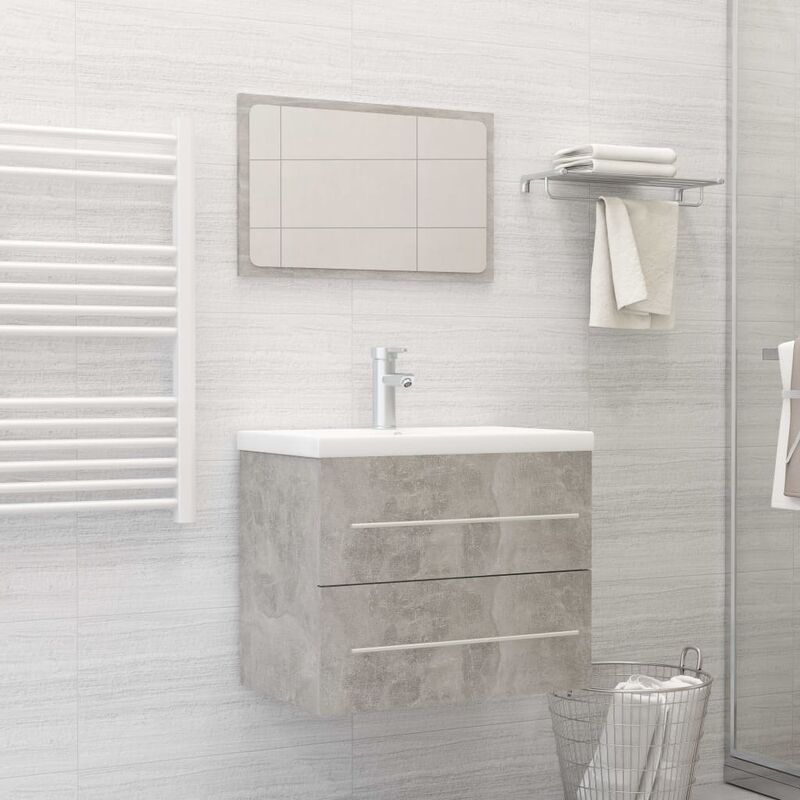 

Conjunto de muebles de baño 2 piezas aglomerado gris hormigón - Gris