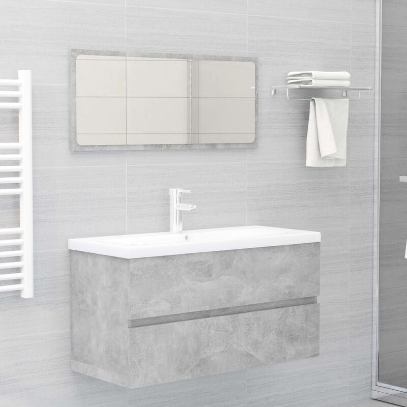 

Conjunto de muebles de baño 2 piezas aglomerado gris hormigón - Gris