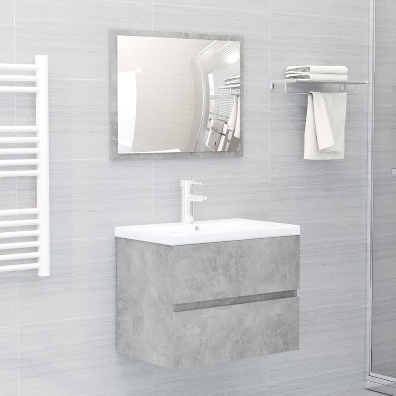 

Conjunto de muebles de baño 2 piezas aglomerado gris hormigón - Gris