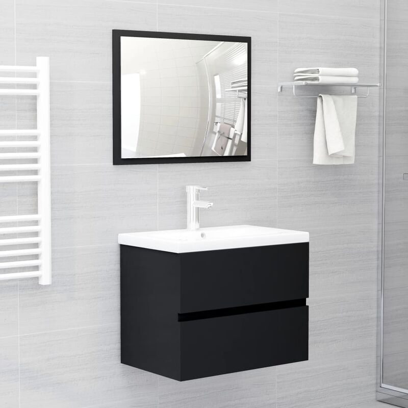 

Conjunto de muebles de baño 2 piezas aglomerado negro - Negro