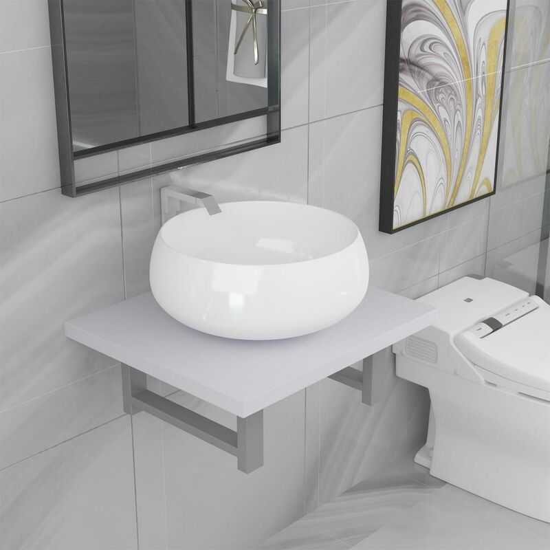 

Conjunto de muebles de baño 2 piezas cerámica blanco - Blanco