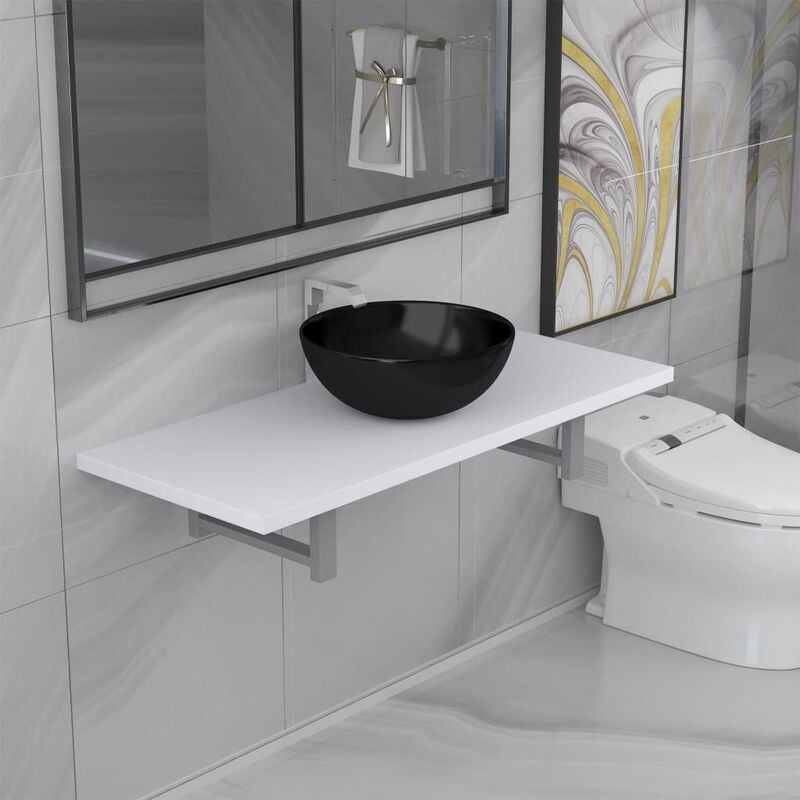

Conjunto de muebles de baño 2 piezas cerámica blanco - Blanco