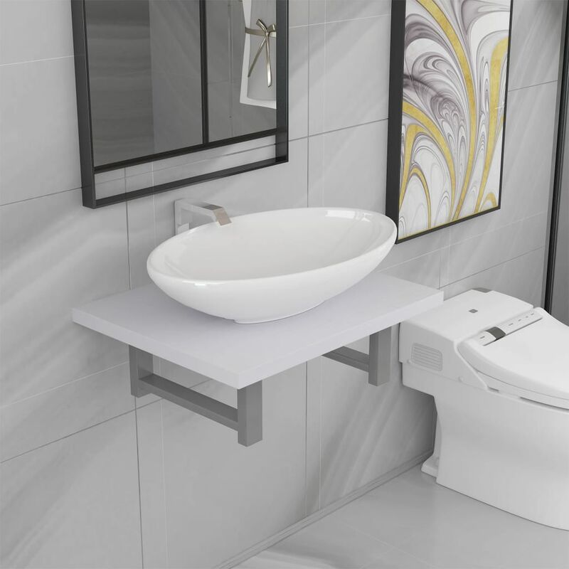

Conjunto de muebles de baño 2 piezas cerámica blanco - Blanco