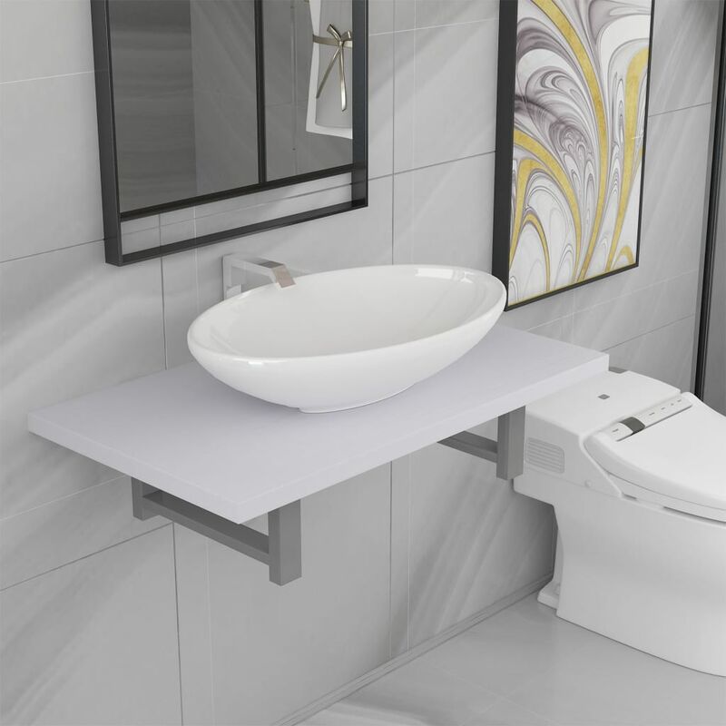 

Conjunto de muebles de baño 2 piezas cerámica blanco - Blanco