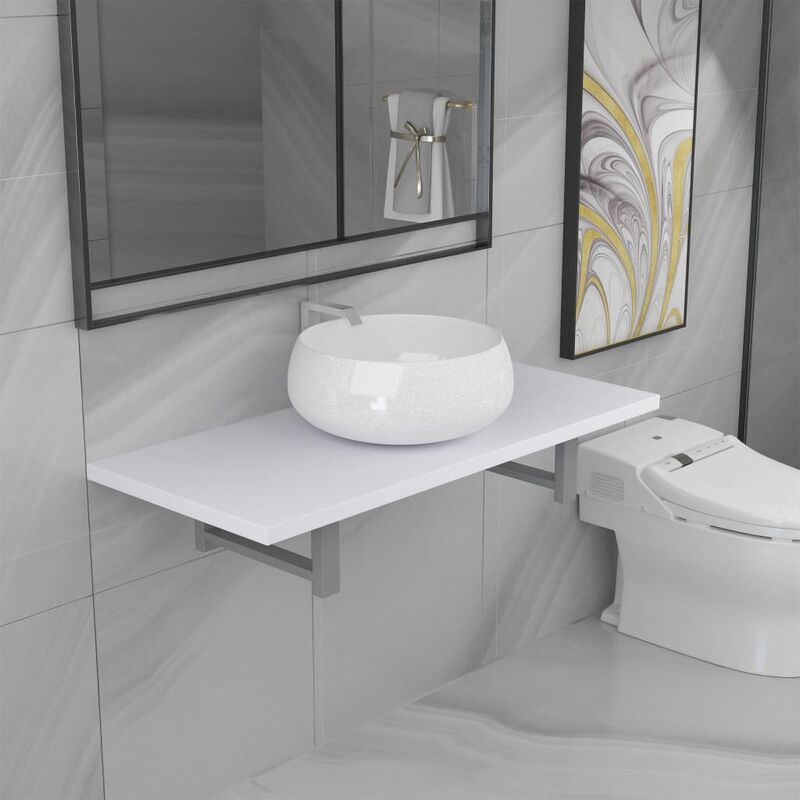 

Conjunto de muebles de baño 2 piezas cerámica blanco - Blanco