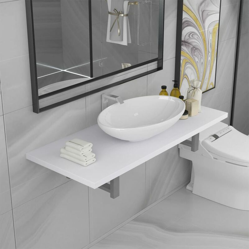 

Conjunto de muebles de baño 2 piezas cerámica blanco - Blanco