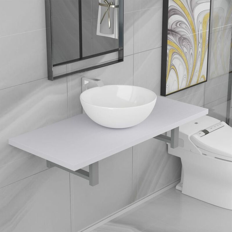 

Conjunto de muebles de baño 2 piezas cerámica blanco - Blanco