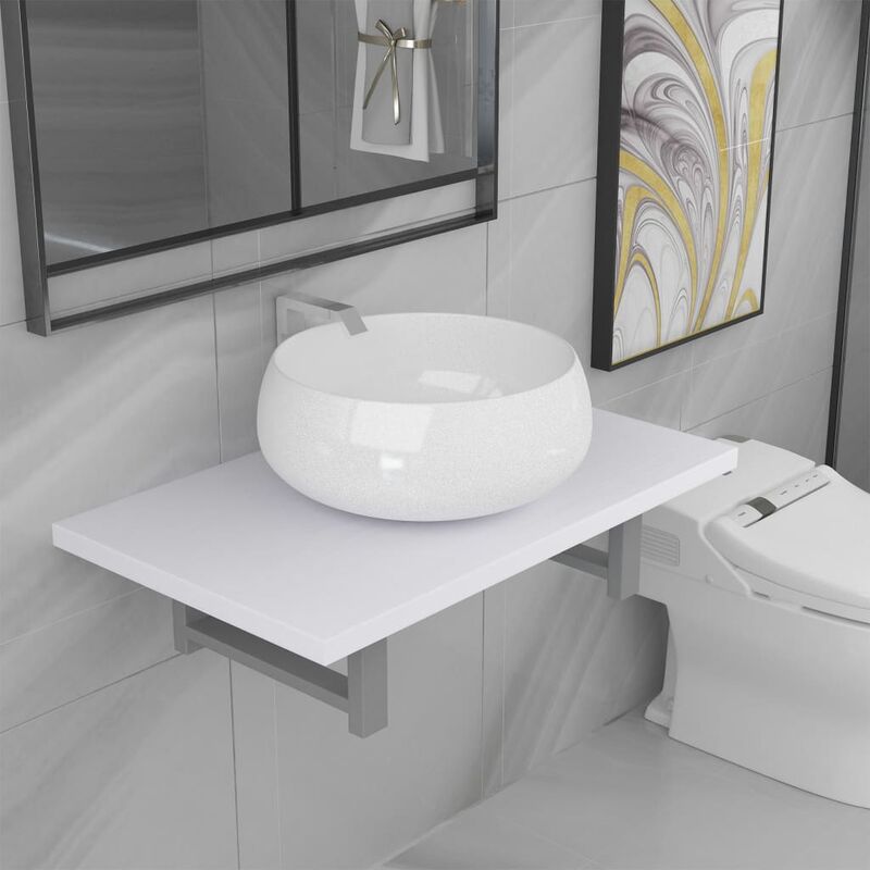 

Conjunto de muebles de baño 2 piezas cerámica blanco - Blanco