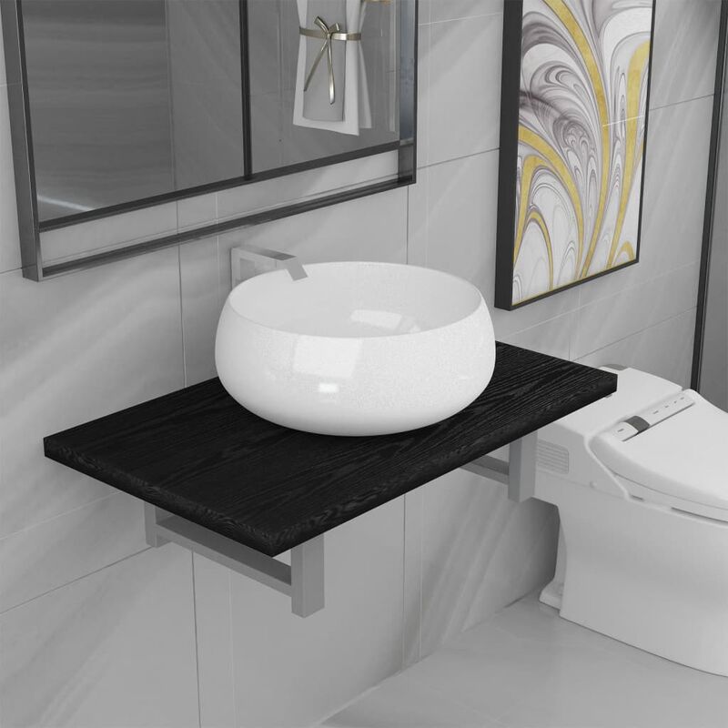 

Conjunto de muebles de baño 2 piezas cerámica negro - Negro