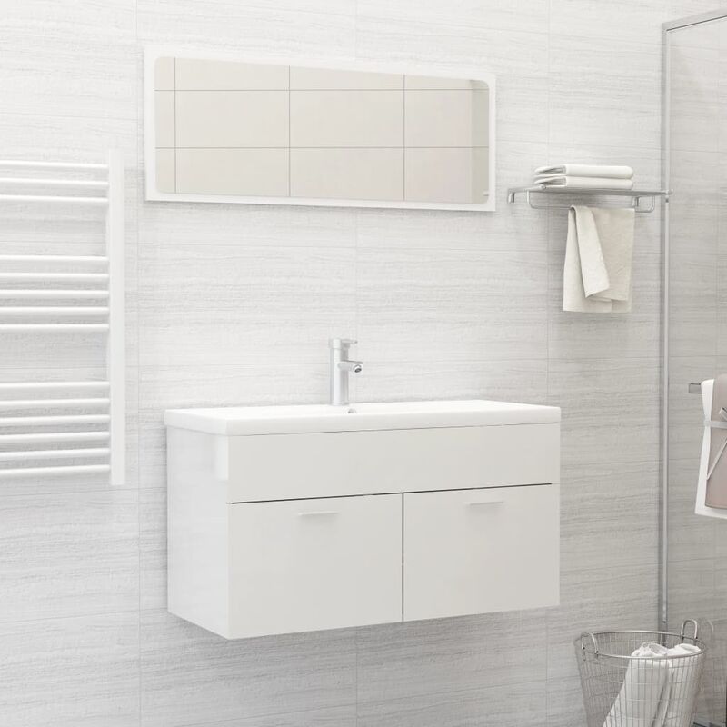 

Conjunto de muebles de baño 2 pzas aglomerado blanco brillante - Blanco