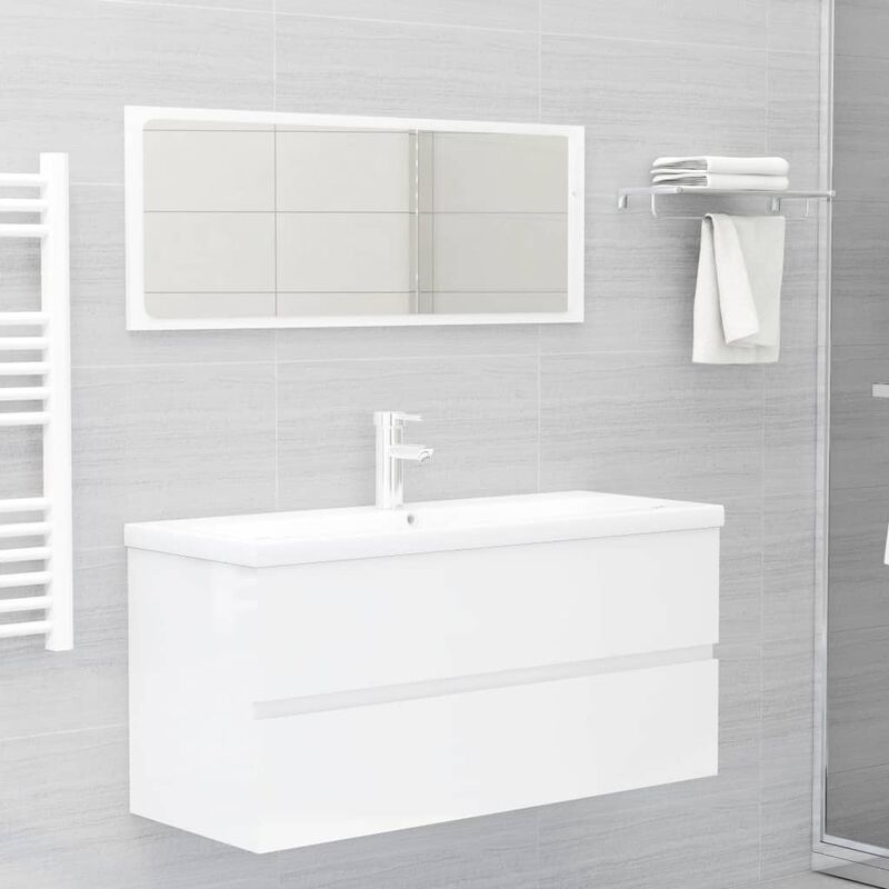 

Conjunto de muebles de baño 2 pzas aglomerado blanco brillante - Blanco
