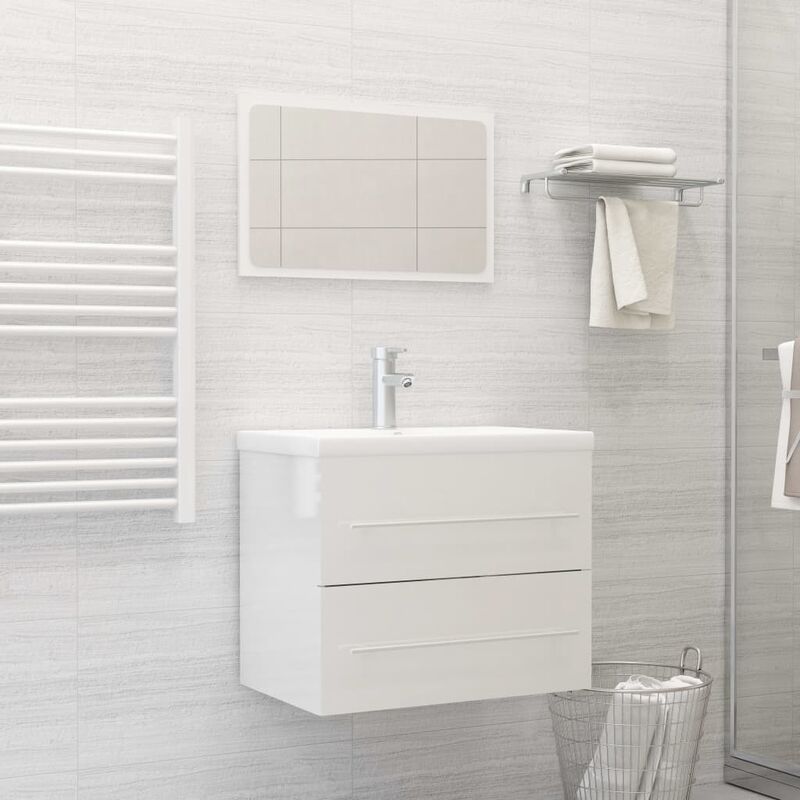 

Conjunto de muebles de baño 2 pzas aglomerado blanco brillante - Blanco