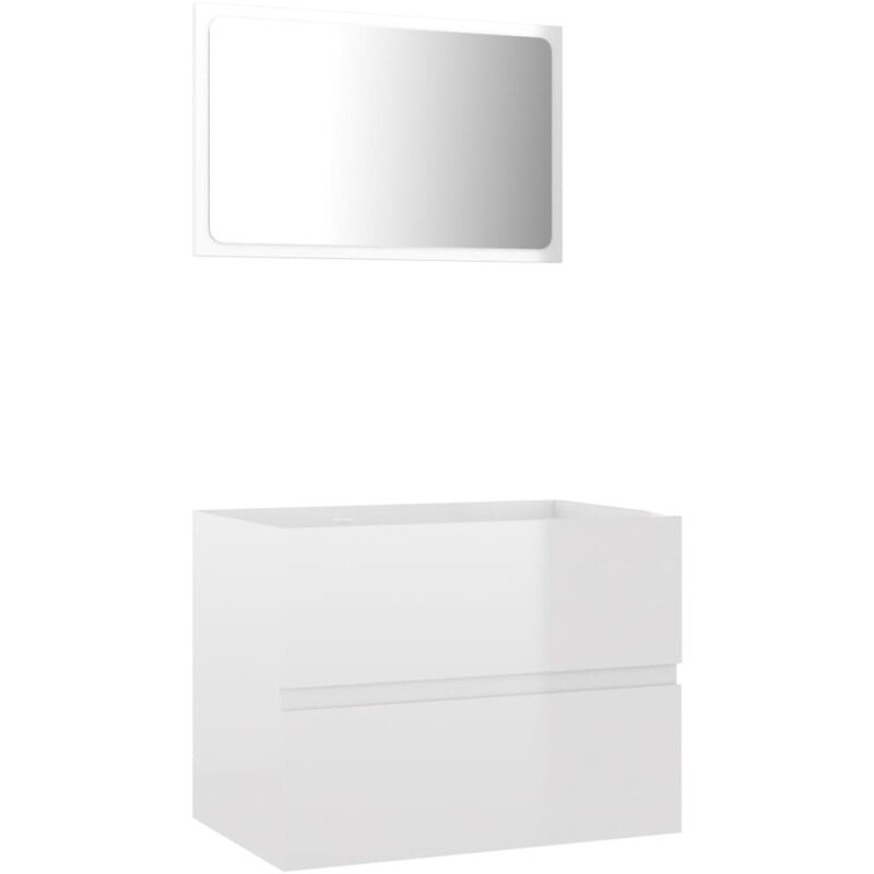 

Conjunto de muebles de baño 2 pzas aglomerado blanco brillante - Blanco - Vidaxl