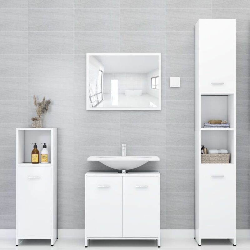 

Conjunto de muebles de baño 4 piezas aglomerado blanco - Blanco