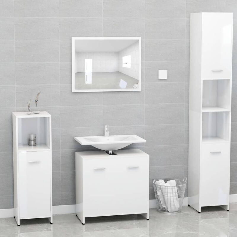 

Youthup - Conjunto de muebles de baño aglomerado blanco brillante - Blanco