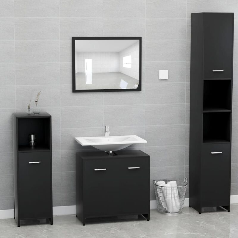 

Conjunto de muebles de baño aglomerado negro - Negro