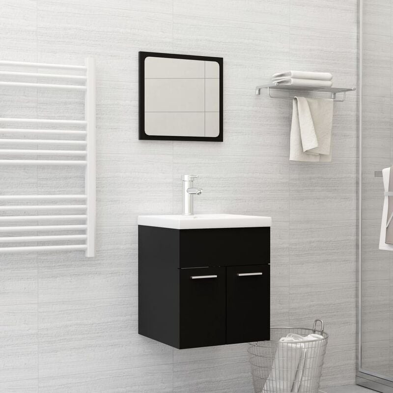 

Conjunto de muebles de baño aglomerado negro - Negro