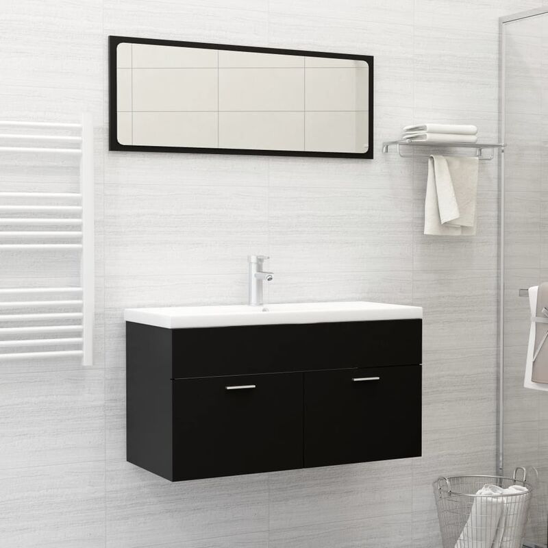 

Conjunto de muebles de baño aglomerado negro - Negro