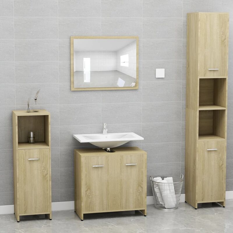 

Youthup - Conjunto de muebles de baño aglomerado roble Sonoma - Marrón