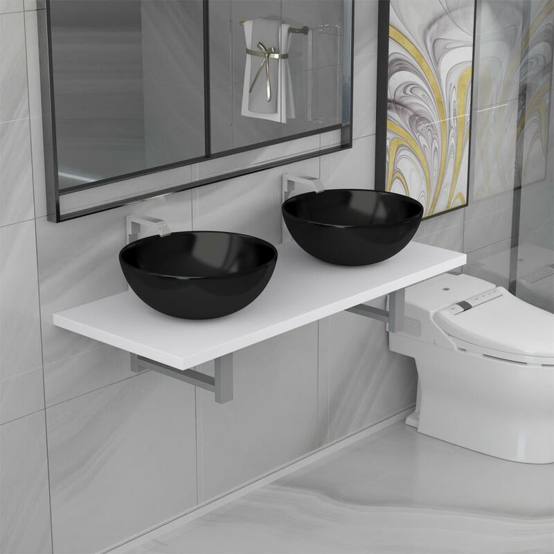

Conjunto de muebles de baño de tres piezas cerámica blanco - Blanco