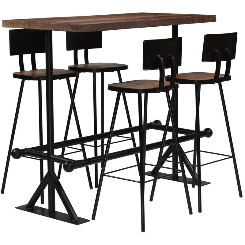 

Conjunto de muebles de bar 5 piezas madera maciza reciclada