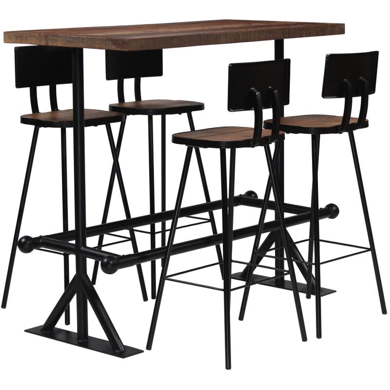 

vidaXL Conjunto de Muebles de Bar Madera Maciza Reciclada 5 Piezas - Marrón