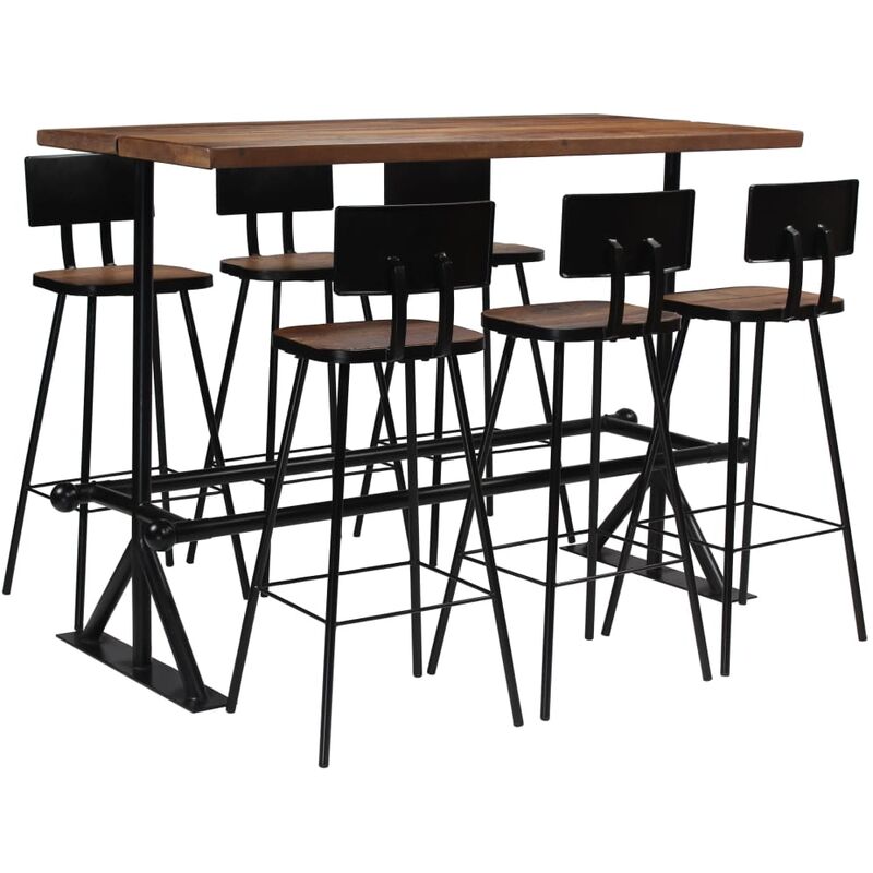 

Conjunto de Muebles de Bar Madera Maciza Reciclada 7 Piezas - Marrón - Vidaxl