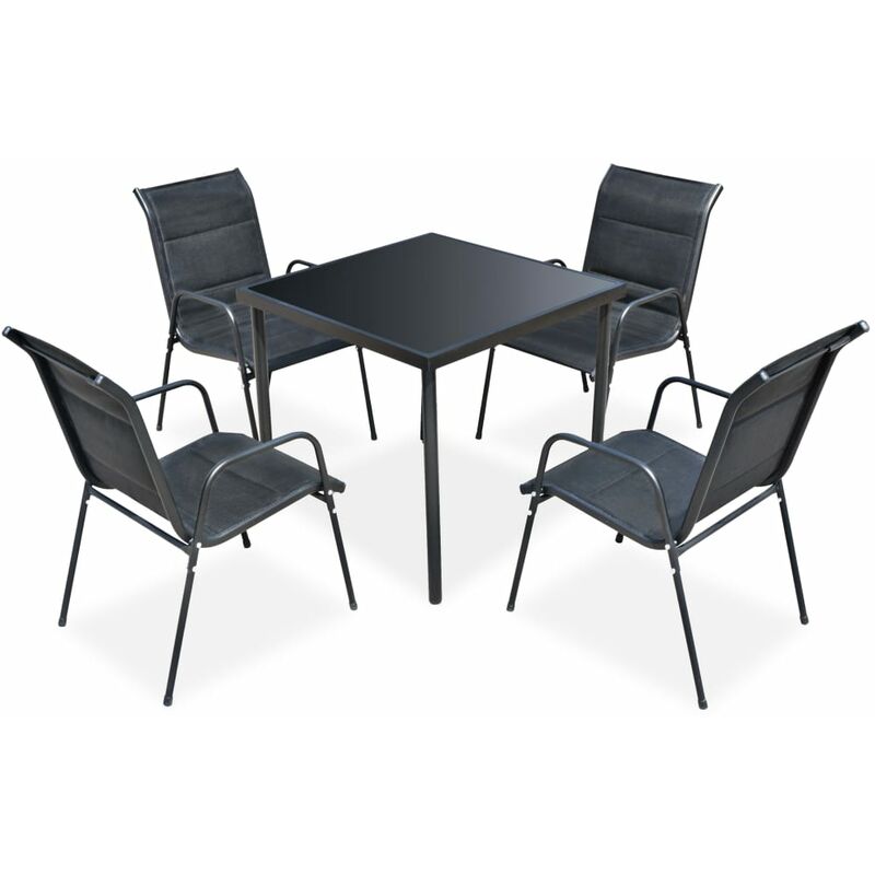 

Juego de comedor de jardín 5 piezas de acero negro - Negro - Vidaxl