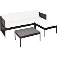 Conjunto de muebles de exterior 9 piezas poli ratán marrón