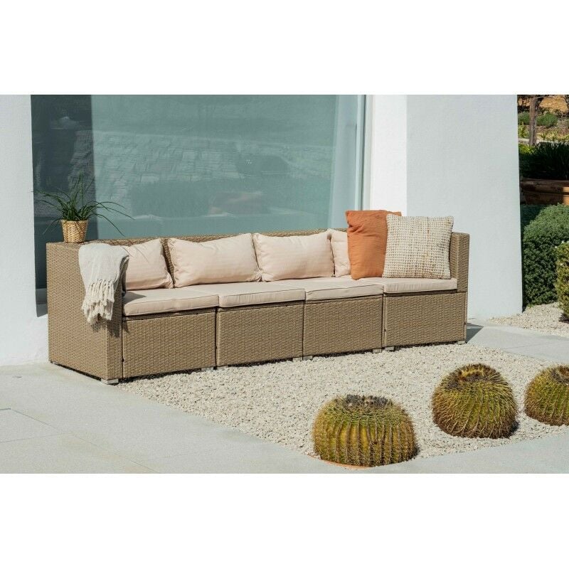 

Conjunto de Muebles De Exterior Para Jardín o Terraza Sofa Modular 4 Plazas Color Beige